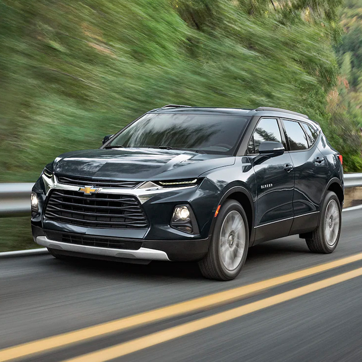 2022 Chevy Blazer driving down a country highway